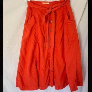 Anthropologie Orange Red Skirt